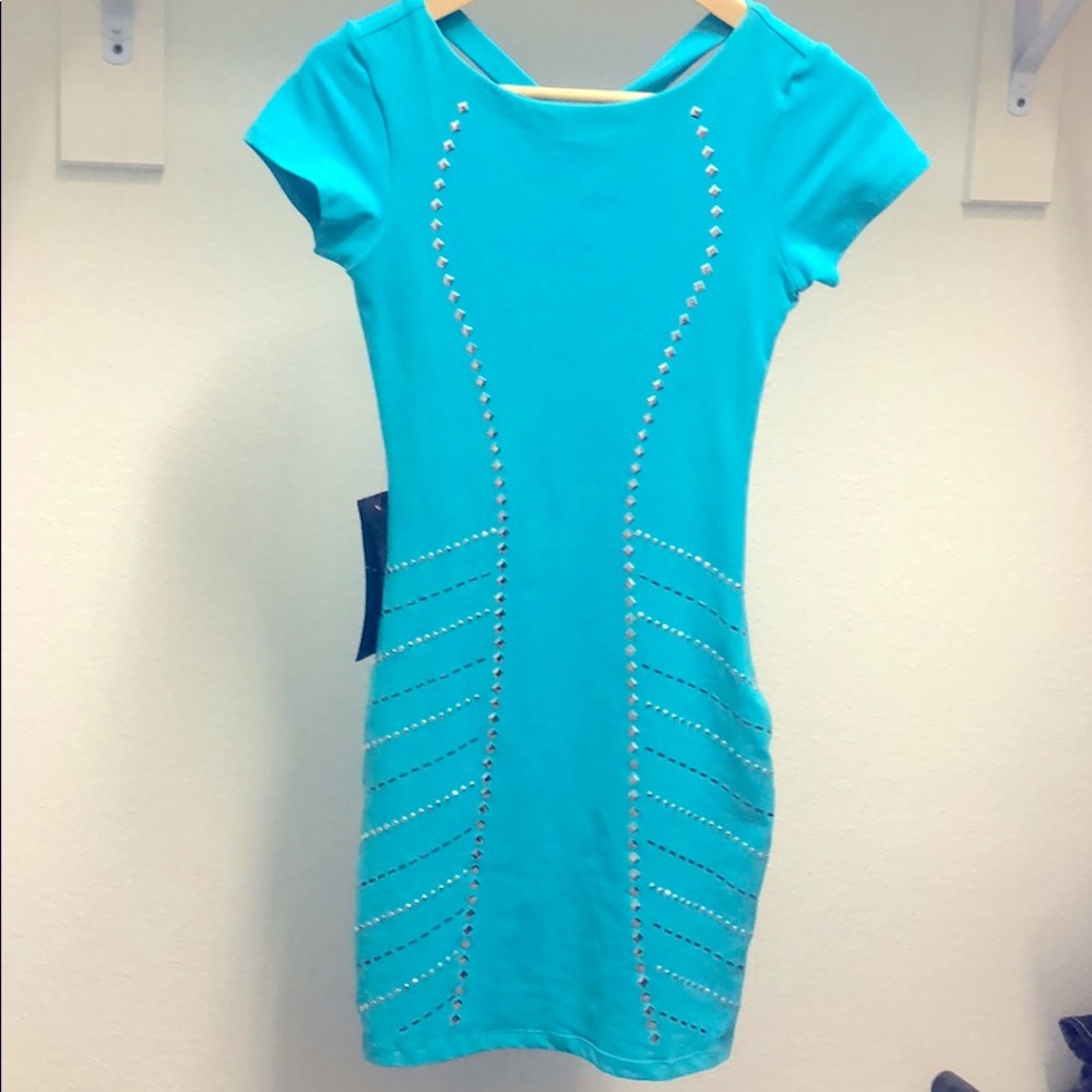 Bebe short sleeve studded party dress
